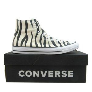 Converse CTAS HI Top Zebra Striped Sneakers Black Egret